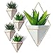 California Home Goods Large Decorative Geometric Hanging Planter Pot for Indoor Wall Decor, Planter for Succulent Plants, Air Plant, Cacti, Faux/Artificial Plants, White Ceramic/Brass