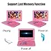 FENGJIDA 9.5'' Portable DVD Player with Headrest Mount Holder, Built-in Rechargeable Battery, 270°Swivel Screen, 5.9 ft Car Charger SD Card Slot and USB Port - Pink
