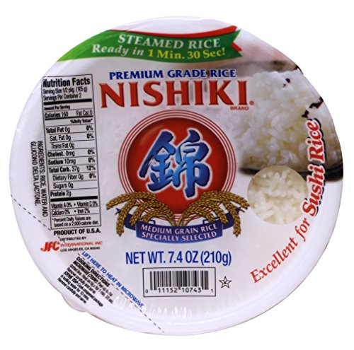 Nishiki Microwaveable Cooked Medium White Grain Rice, 7.4 Ounce - 12 per case.
