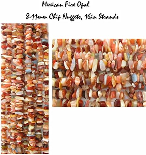Genuine Mexican Fire Opal 8-11mm Chip Gemstone Nuggets, 16in Strand for Jewelry Making
