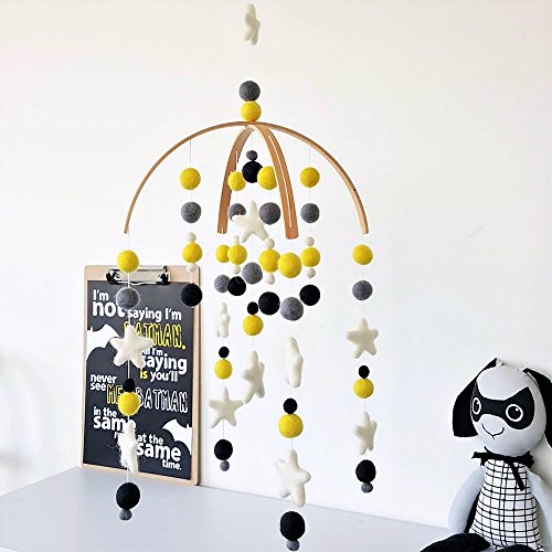 Tik Tak Design Co. Baby Crib Mobile – 100% NZ Wool Colored Felt Ball Mobile for Your Boy or Girl Babies Bed Room – Designer Colors to Match Your Nursery and Delight Your Child (Sunshine) - Thumbnail 3