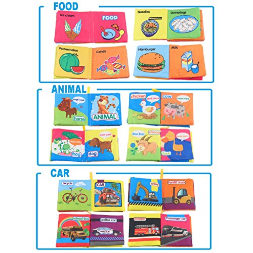 DEKIRU 9-Pack Nontoxic Fabric Baby Cloth Books Early Education Toys Activity Crinkle Cloth Book for Toddler
