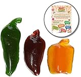 SPICY GUMMY PEPPERS - 3 Pack (1.75 Oz. bags) - With Custom Trivia/Gift Card