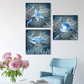 3 Panel Canvas Wall Art Nautical Map Pictures Home Wall Decorations for Bedroom Living Room Paintings Canvas Prints Framed - 12"x12"x3 Panels