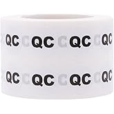 QC Quality Control Stickers – 1/2 Inch Round Adhesive Labels, 1000 Total Stickers Per Roll, White with Black Text for Product Inspection, Manufacturing, and Packaging – Made in The USA