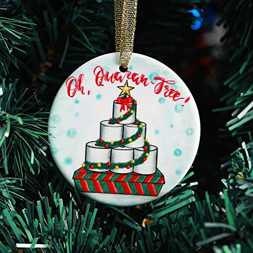Inno-Huntz Toilet Paper Christmas 2020 Ornament for Christmas Tree Cute Decoration Pendant Ceramic Ornament Quaran-Tree Hanging Lovely Accessory Merry Christmas 2020 Holiday Home Decor Present