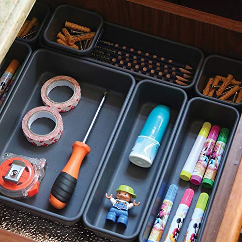 8 Pack Interlocking Desk Drawer Organizer Tray Dividers Plastic Shallow