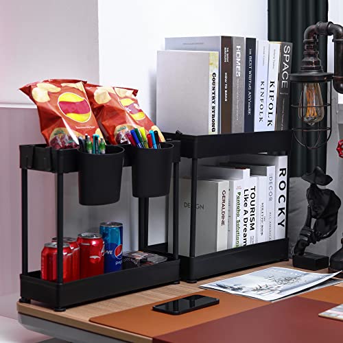 KITQIENN Kitchen Under Sink Organizer 2 Pack Under Bathroom Sink Organizer and Storage 2-Tier Under Sink Shelf Organizer Basket