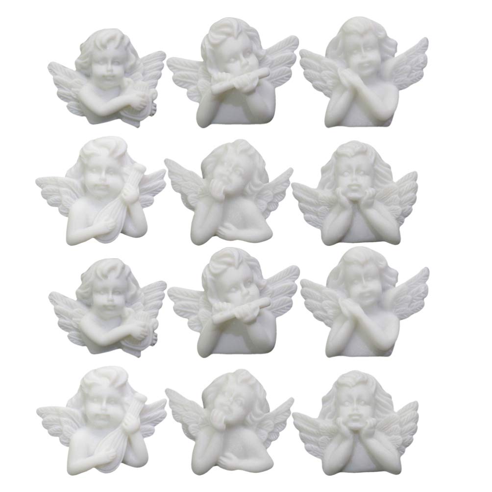ULTECHNOVO 20Pcs Angel Miniatures Figurines Mini Resin Musical Cherub Angel Flatback Christmas Ornaments DIY Crafts Cabochons Charms for Jewery Making (White),3.2x2.6cm