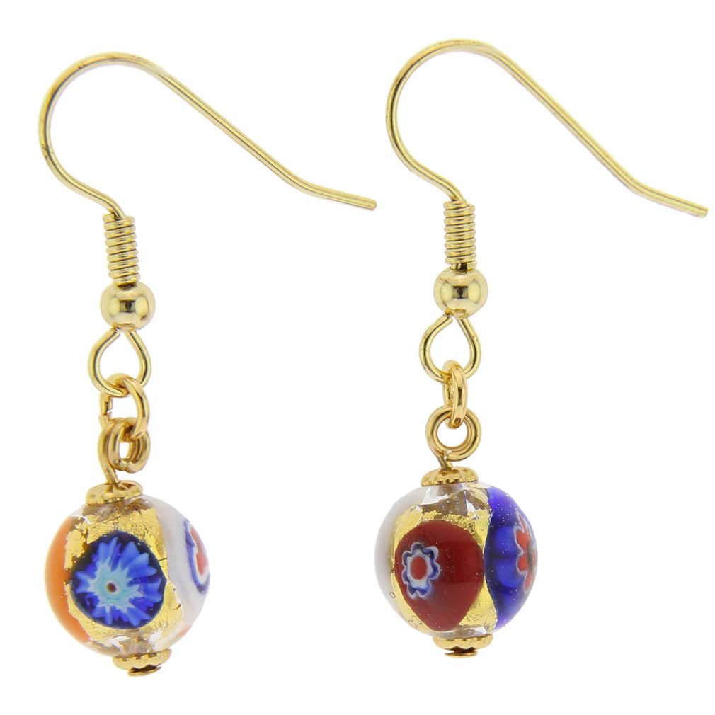 Glass Of Venice Murano Glass Mosaic Millefiori Ball Earrings - Klimt