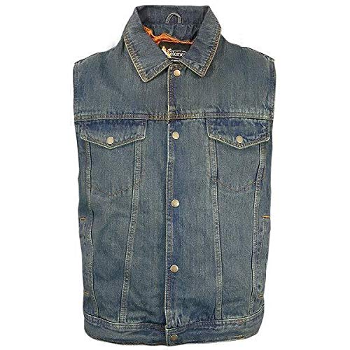 Amazon.com: Xelement B284 Men's Dirty Blue Denim Motorcycle Vest - 3X-Large: Automotive