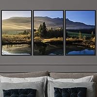 3 Piece Framed Canvas Wall Art Lake Landscape Canvas Prints Home Artwork Decoration for Living Room,Bedroom - 16