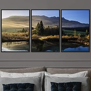 signwin 3 Piece Framed Canvas Wall Art Lake...