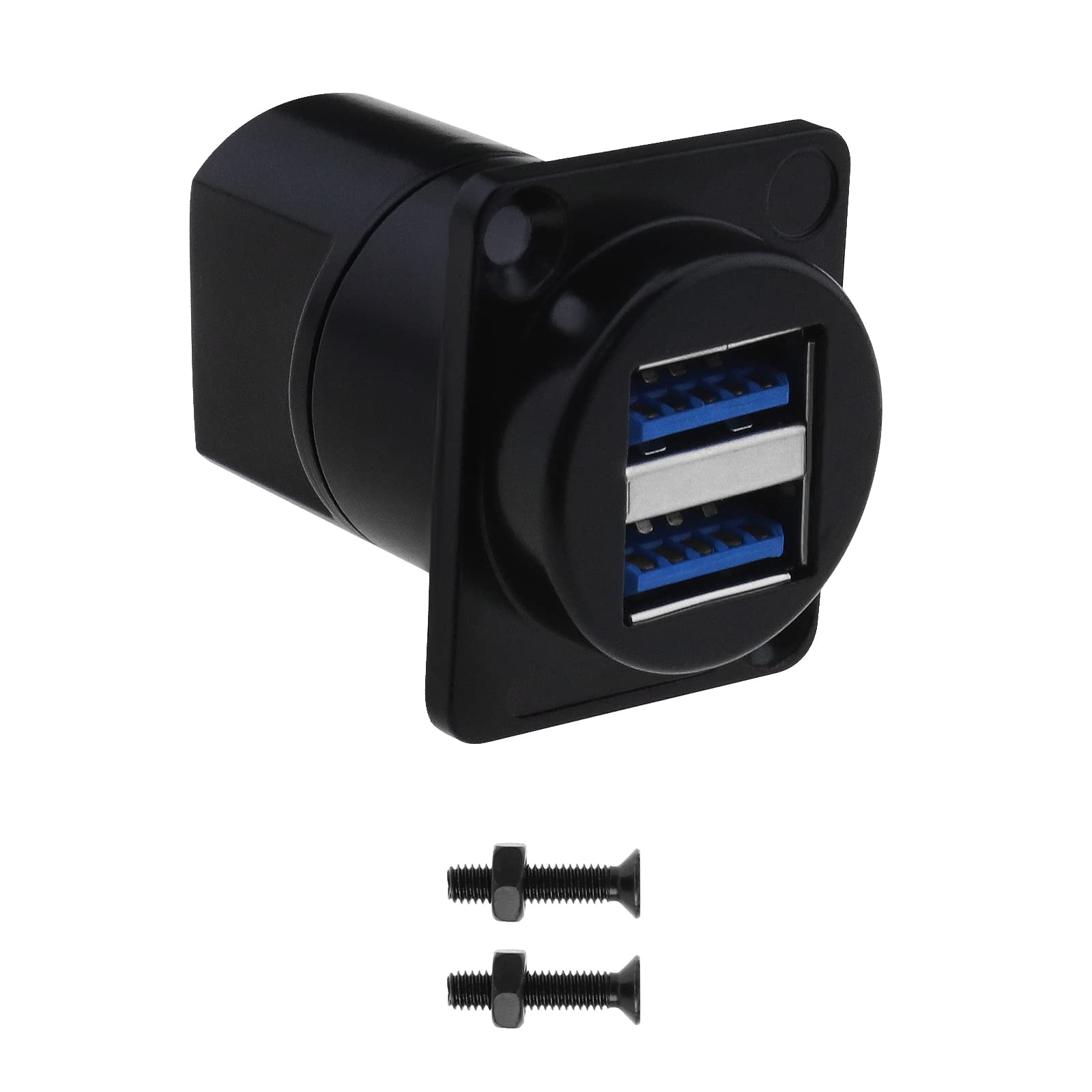 Create idea Dual USB 3.0 D Panel Solderless Connector USB 3.0 Female to Female Coupler Socket Panel Mount Pass Through Adapter Transmission Speed 5.0Gbps