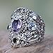 NOVICA Artisan Handmade Amethyst Blue Topaz Cocktail Ring Balinese Silver Sterling Citrine Multigem Multicolor Stone Indonesia Animal Themed 'Butterfly Queen'