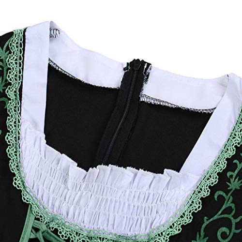 Women Oktoberfest Costume Girl Bavarian German Dirndl Maiden Dress Carnival Halloween Cosplay Party Waitress Clothes (L, Green)