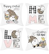VERTKREA Easter Pillow Covers，Easter Bunny Throw Pillow Covers，Spring Outdoor Pillow Covers 18x18...
