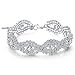 Paxuan Silver-Tone Wedding Bridal Bracelets Rhinestone Crystal Bracelet (White)