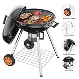 TACKLIFE 22.5 inch Charcoal Grill, Outdoor Grilling Barbecue, Camping Cooking, Portable BBQ Grill