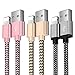 Phone Charger Cable, Charger Cord 3Pack (5FT 5FT 6.6FT) Nylon Braided Durable Charging Cable Fast Charging Compatible Phone X/Xs/Xr/8/8Plus/7/7Plus/6/6Plus/5/5SE Pad Pod & More (Pink Gold Sliver)