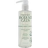 Cuccio Botanicals Hydrating Hand & Body Wash, Sandalwood & Sage, 16 oz – Moisturizing and Soothing Cleanser for Soft and Refreshed Skin