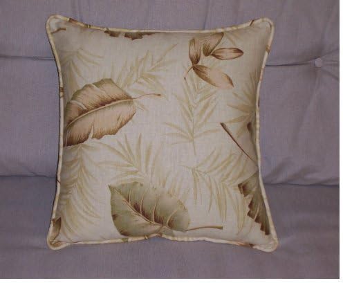 Beige Leaf Print (18 x 18) Throw Pillows (2 in a Set - Pillow Inserts Included) Free Shipping!