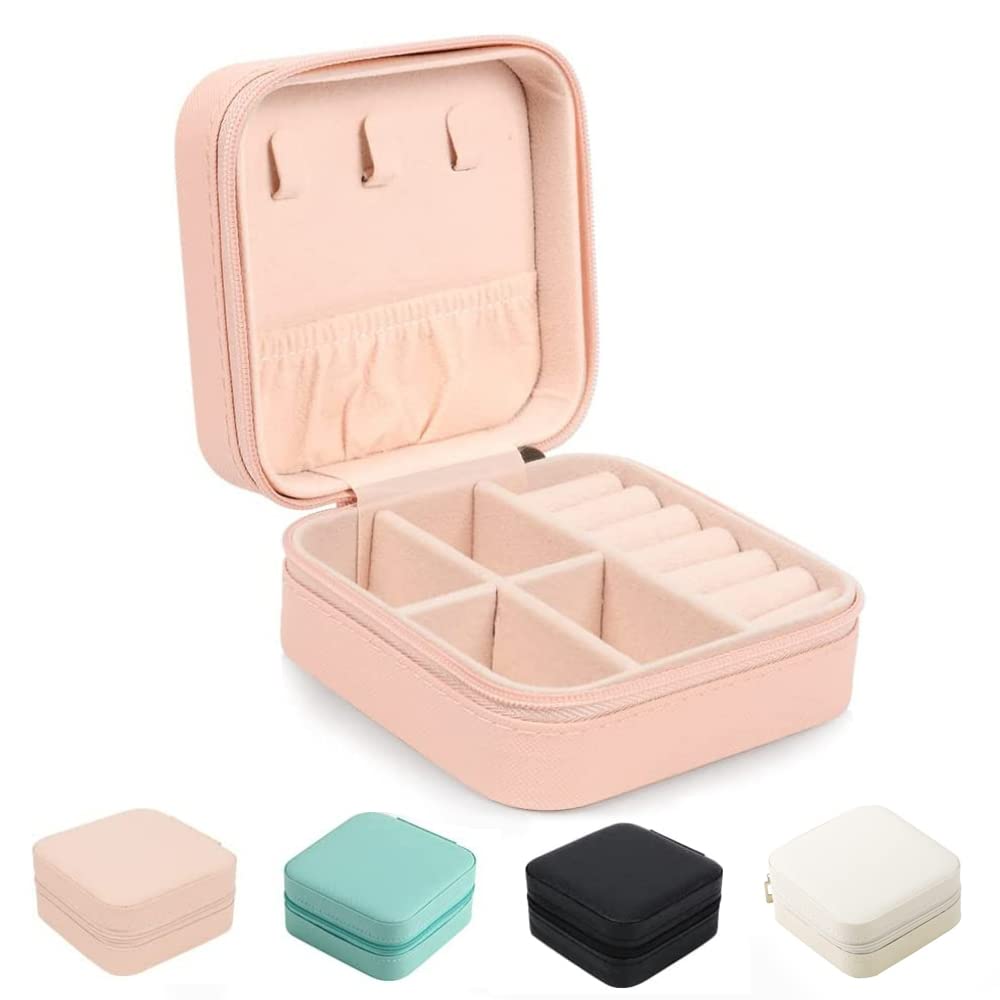 JARAGAR Small Jewellery Box, Portable Travel Jewellery Organiser Leather Mini Travel Jewelry Box for Rings Earrings Necklace Bracelets Jewelry Gift for Women Girls