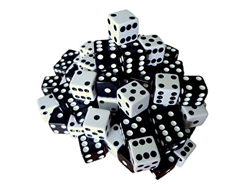 100 Black and White Dice with FREE Dice Bag