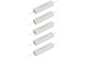 Skweawert Cement Resistor, 5PCS 10W 15 Ohm 5% Axial Lead Wire Resistor White Wound Fixed Ceramic Resistors Wirewound Power Resistors Flame Heat Moisture Resistance Precharge Horizontal Resistors