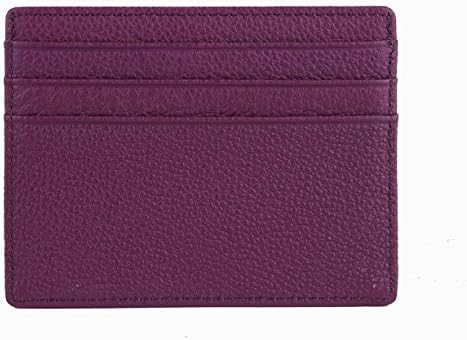 Ogem Genuine Leather Mini Slim Unisex Wallet Useful Card Wallets Small Purse Business Card Wallet (Purple Without Id Window)