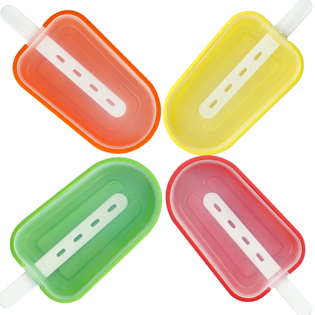 Hoshen Stackable Silicone Ice Cream Molds, Homemade Ice Cream Popsicle Set, One Size (4 Pieces) Multicolour