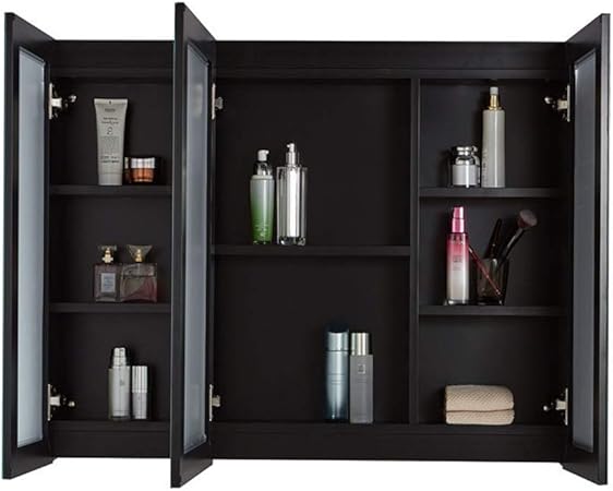 Evfit Bathroom Wall Cabinets Aluminum Medicine Cabinet Triple Door Tri View Cabinet Bathroom Mirror Storage Cabinet For Bathroom Color Black Size 120x70x13cm Amazon Co Uk Kitchen Home