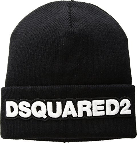 DSQUARED2  Men's Logo Knit Cap Black One Size