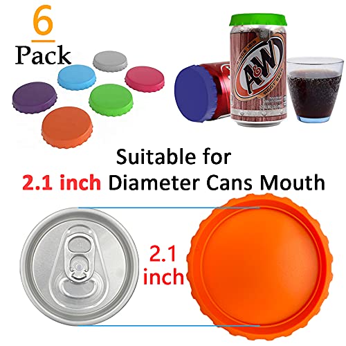 Silicone Soda Can Lids, 6 Pack Reusable Soda/Beverage/Beer Can Lids
