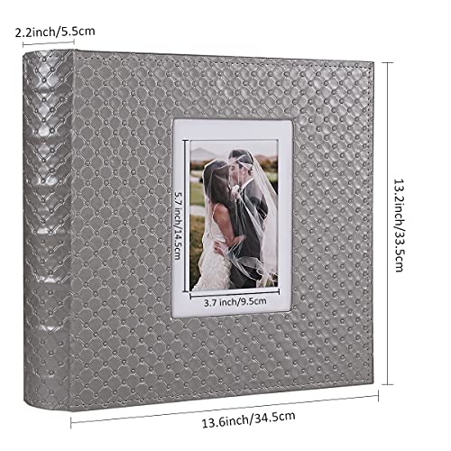 RECUTMS 60 DIY Photo Albums with Sticky Pages Button Grain Leather
