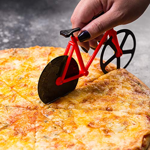 ShawFly Fiets Pizza Cutter RVS Roller Pizza Cutter, met Scherp Blade, Creatieve Keuken Gereedschap (rood) - Afbeelding 3