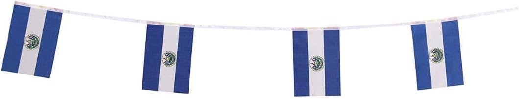 Flags - El Salvador Flags Salvadoran Small String Flag Banner Mini National Country World Flags Pennant Banners For Party Events Classroom Garden Olympics Festival Grand Opening Bar Celebration Decorations (El Salvador)