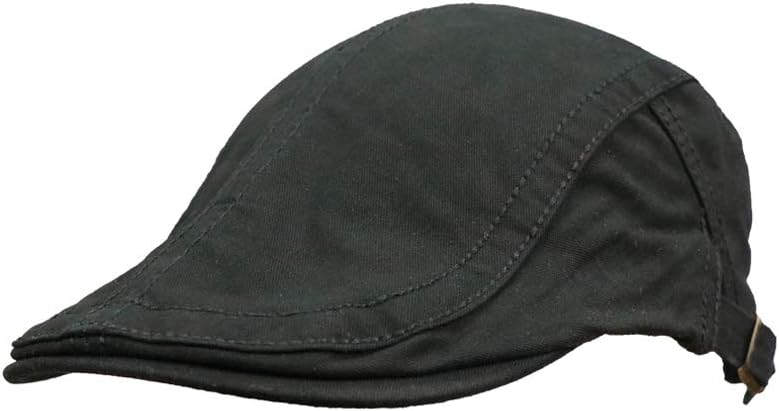 BIGHAS Men's Flat Cap Ivy Newsboy Gatsby Cabbie Beret hat 28 Optional (101 Black)