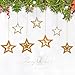 Christmas Party Decoration Banner Flag with Foil Swirl Ceiling Hanging Golden Stars (Golden) for Fireplace Christmas Tree