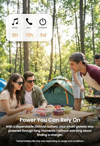 DPVR AI Smart Glasses with Camera and Bluetooth – 8MP HD Sunglasses with Camera, Video Recording Glasses, Real-Time Translation, Voice Assistant, Open-Ear Audio for Travel, Work, Music, and Daily Use
