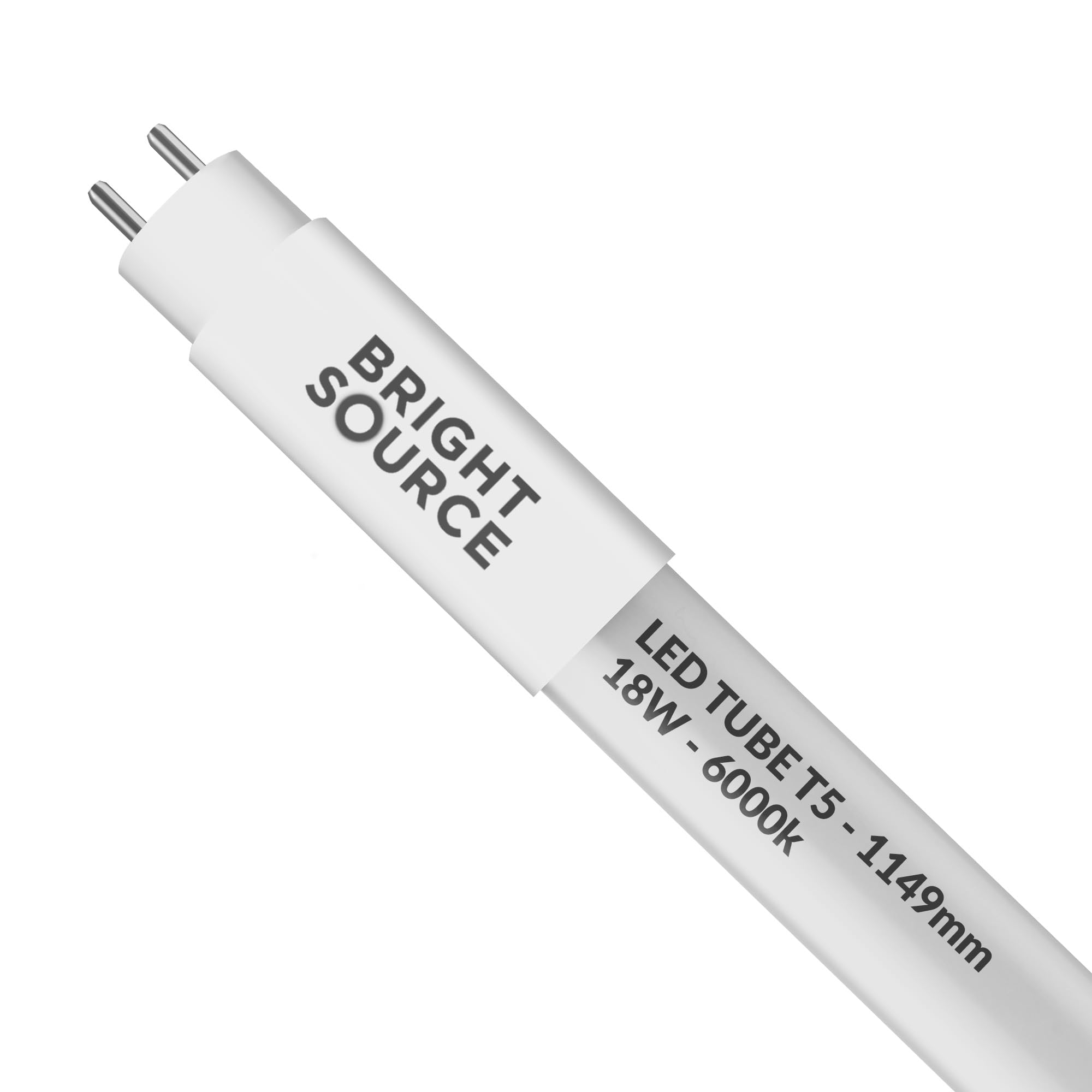 Bright Source 1149mm 18w LED T5 Tube, 2250lm, 6000K Daylight White, Replacement for 28w T5 Fluorescent, for Direct Mains Installation Only