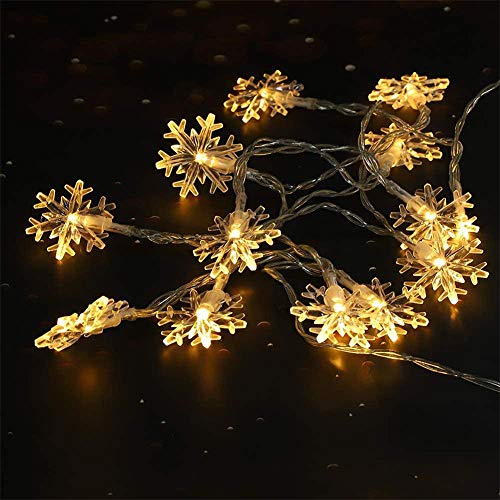 DomeStar Christmas Snowflake String Lights, 10ft 20LED String Lights Snowflake Lights Snowflakes Fairy Lights Christmas Decorations