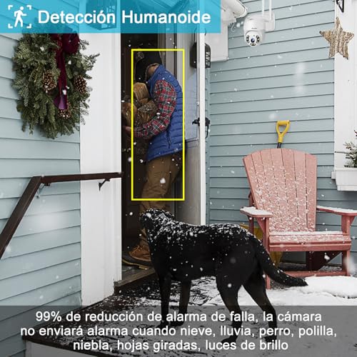 GENBOLT 2.5K Outdoor WiFi Surveillance Camera, Home CCTV Camera with PTZ Automatic Tracking IP Detection Human External Security Camera Color Night Vision, Siren Aactive Alarm