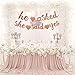 He Asked She Said Yes Banner Bachelorette Garland Rose Gold Glitter Bridal Shower Engagement Valentine's Day Party Decorations (Rose Gold)