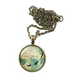 Peter Pan Necklace, Never Grow up Quote Jewelry, Round Glass Pendant Charm
