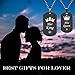NEW-EC Promise Couples Necklace for Him Her King Queen Crown Stainless Steel Engraved Initial Relationship Chic Army Tags Pendant Necklace for Lovers Women Men GF BF Birthday Valentine's Day Gift
