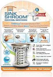 SinkShroom Revolutionary Bathroom Sink Drain Protector Hair Catcher, Strainer, Snare, Nickel Edition