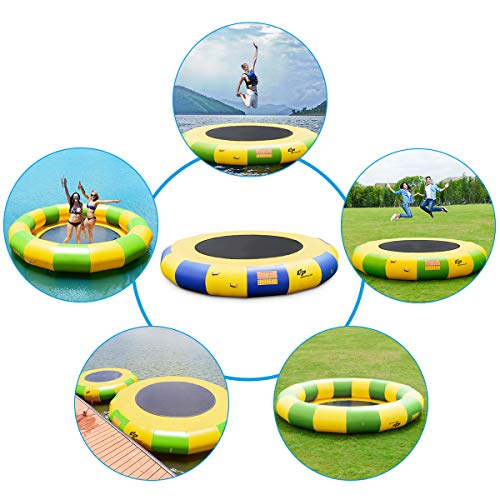 Goplus Inflatable Water Bouncer Portable Jump Water Trampoline Bounce Swim Platform for Water