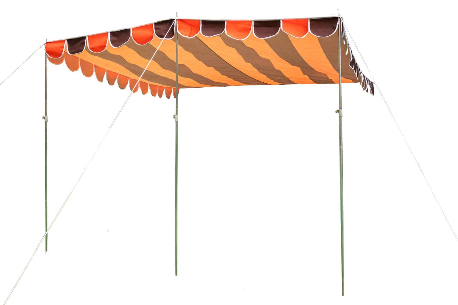 OLPRO Retro Sun Canopy Shade for Campervans/Caravans 260cm x 260cm Orange & Brown Stripes short trips, quick/simple to pitch, living area, dining outside, 3 adjustable poles, awning rail, 4mm and 6mm