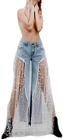 jeans with star mesh